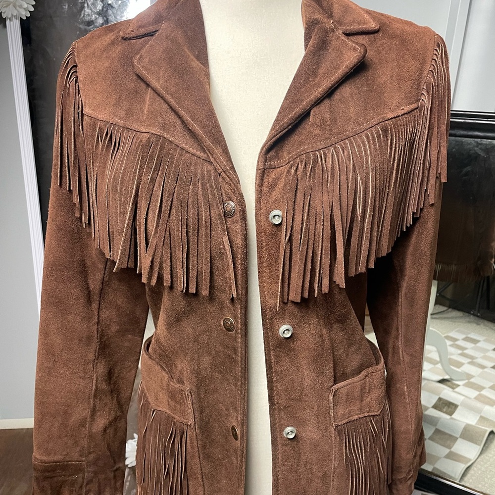 Vintage Schott NYC Tan Suede Fringe Blazer - Picture 2 of 9